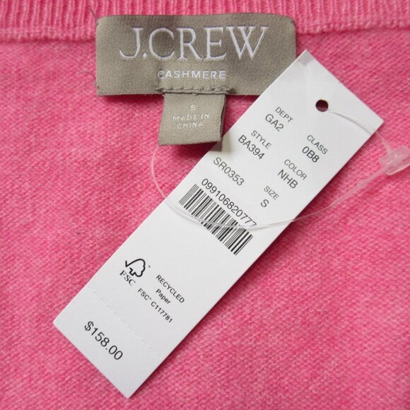 NWT J.Crew Cashmere Relaxed V-neck Sweater in Neon Heather Berry Pink Pullover S - Picture 3 of 4